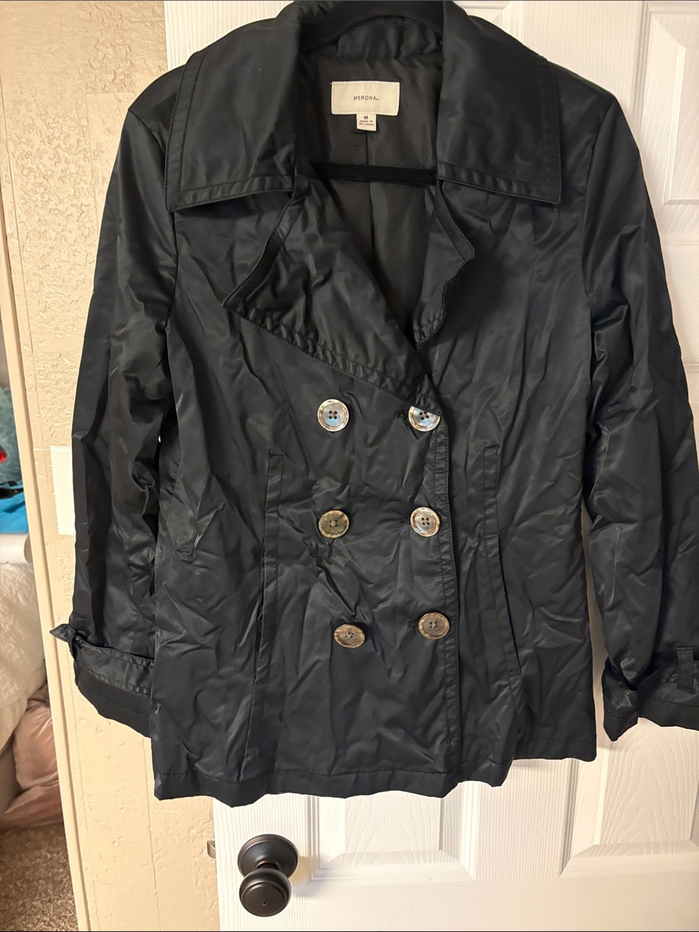 Merona Black Double-Breasted Trench Coat